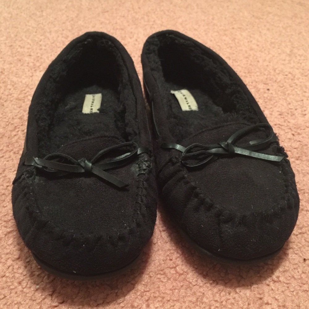 Black Furry Mocassions